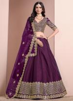 Art Silk Wine Wedding Wear Sequins Work Lehenga Choli